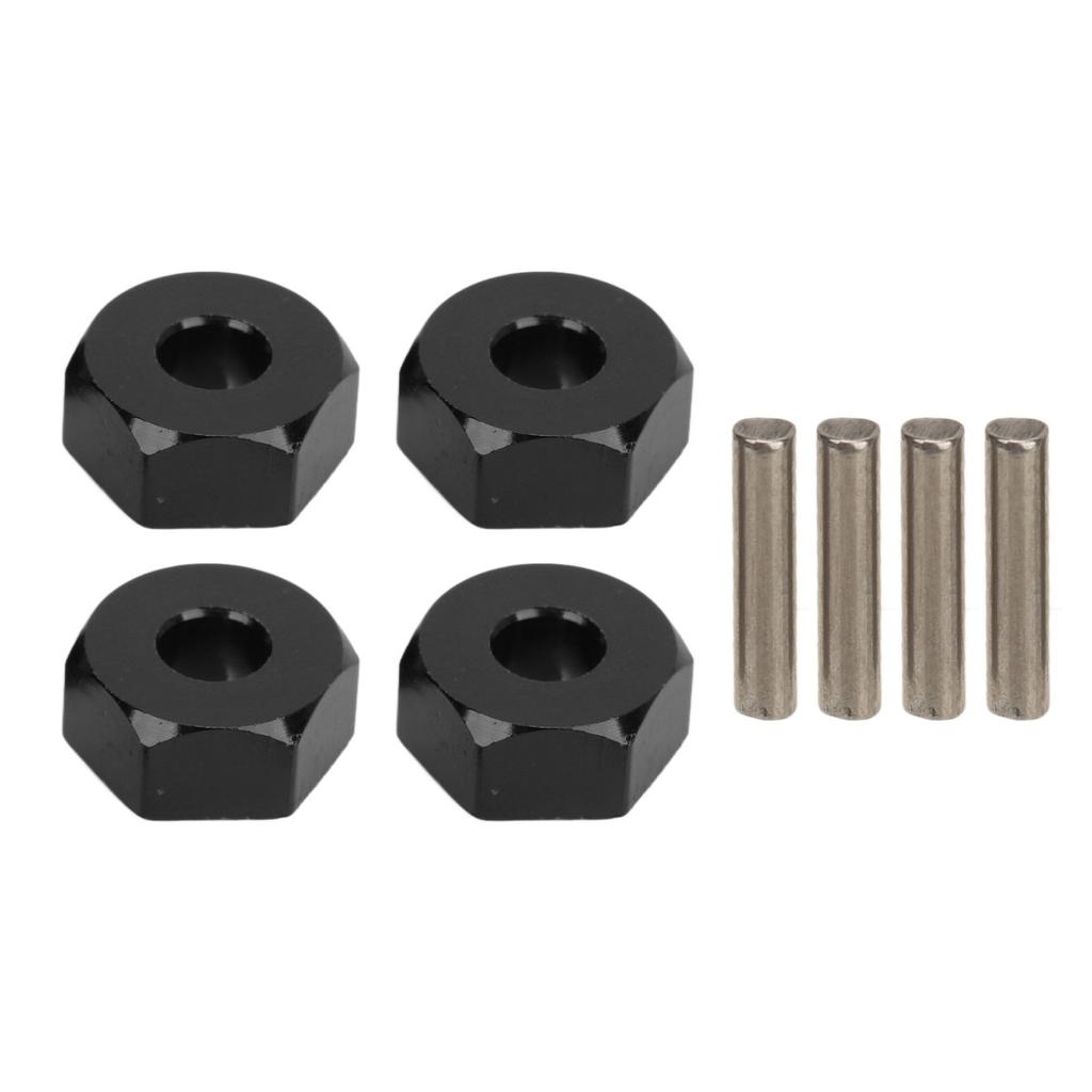 4PCS 12mm Hex Wheel Hub Mount Aluminum Alloy RC Car Hex Drive Adapter Replacement for MJX 14210 16208 Black