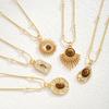 iF ME 5PCS Vintage Brown Opal Pendant Necklaces for Women Maillard Gold Color Metal Geometric Choker Necklaces Y2K Jewelry Accessories