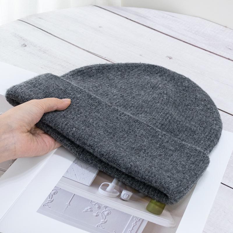 Women's Large Wool Knit Hat | Korean Style, Face-Framing, Solid Color - Trendy Postpartum Beanie
