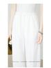 Women's White Straight-Leg Linen Pants, Elastic Waist, Spring/Summer Old Money Style, Extended Length.