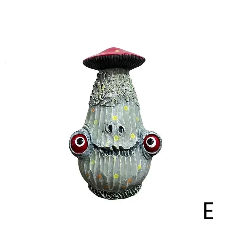 Creative New Halloween Skull Mushroom Sculpture Monster Resin Crafts Funny Home Garden Decorations Office Desktop Miniatures