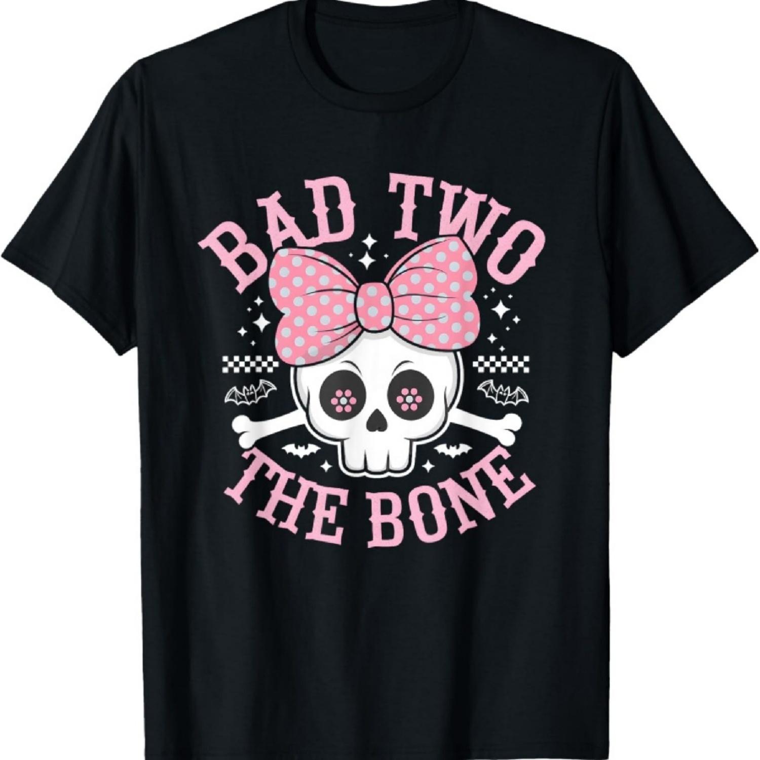 

Bad Two The Bone Skull with Pink Bow for Halloween T-Shirt XXXXXL чорний