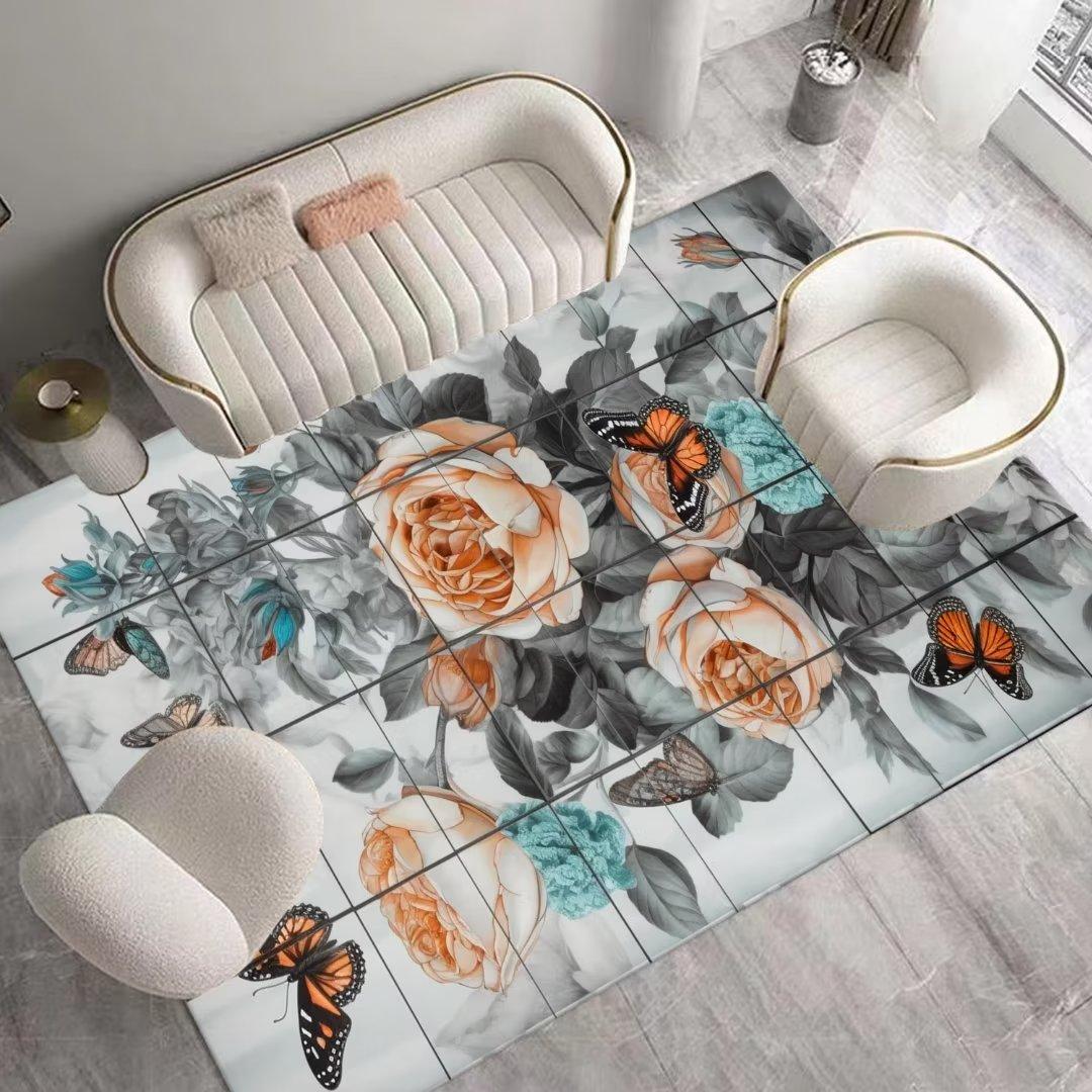 

Современные ковры для гостиной 140x200, большой ковер, украшение для дома, роскошный 3D-печатный цветочный ковер для спальни, моющийся коврик для детской комнаты 60x90cm 23.6x35.4in