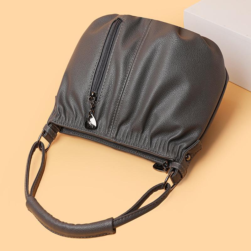 Fashionable Single-shoulder Crossbody Bag for Ladies Versatile Soft Leather Hand-held Bucket Bag for Casual Travel