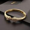 Bracciale Leopardo Placcato Oro 18K con Zirconi Micro-Intarsiati – Stile Hip Hop, Regolabile, Design Leopardo Aperto
