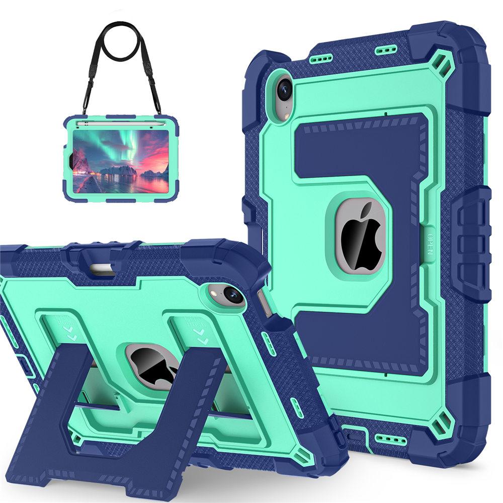 Rüstungsständer Tablet-Hülle für iPad Mini 7. (A2993 A2995 A2996) Mini 6 (A2567 A2568 A2569) Robuste Schutzhülle mit Gürtel