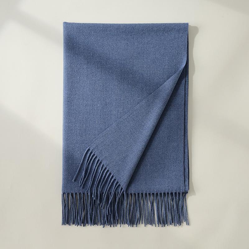 Imitation Cashmere Scarf Autumn and Winter New Solid Color Mid Length Warm Scarf Japanese and Korean Sweet Fashion Tassel Scarf