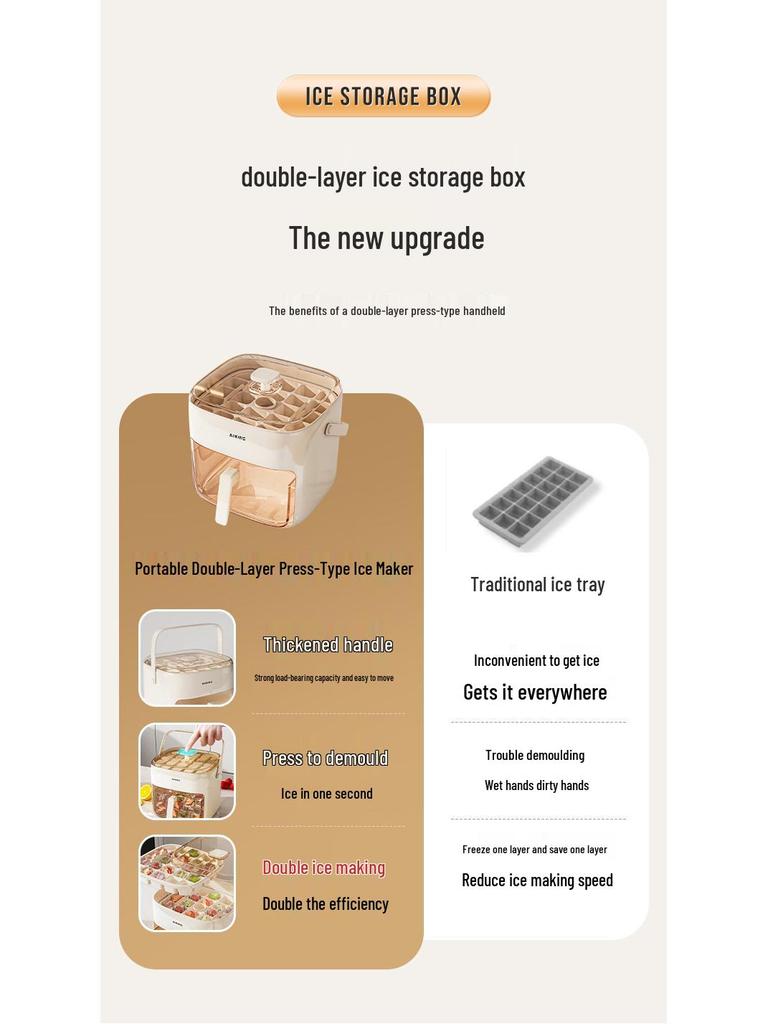 Food Grade Ice Cube Tray & Mold with Ice Bucket