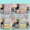 School Girl Nylon Backpack With Design And Multicompartment For Students