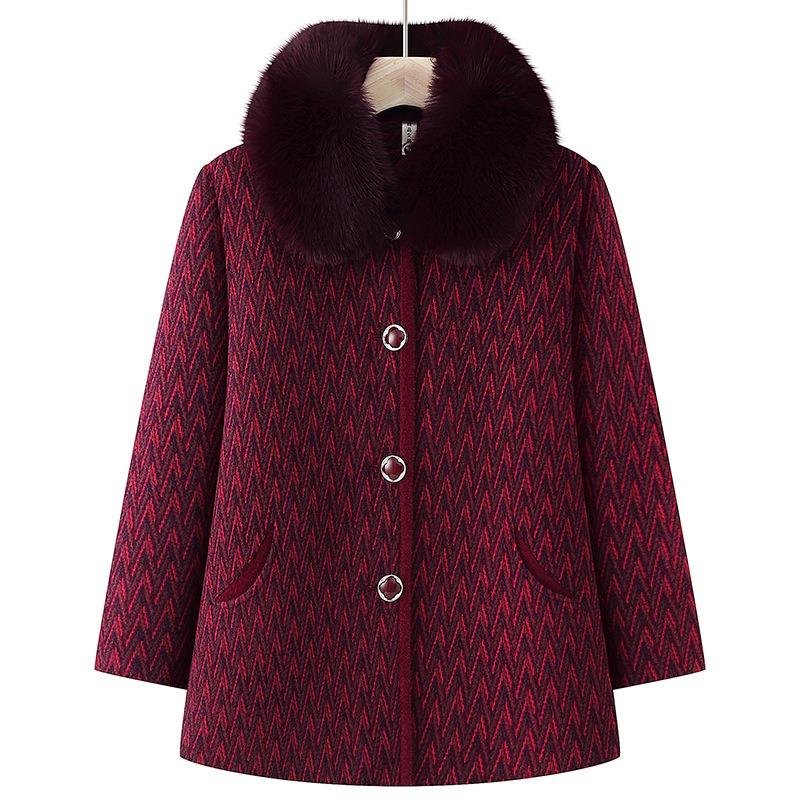 Middle-aged Elderly Autumn and Winter Clothing Female Grandmother Winter Clothing Fleece Jacket Mother Mink Fleece Coat Old Lady Clothing