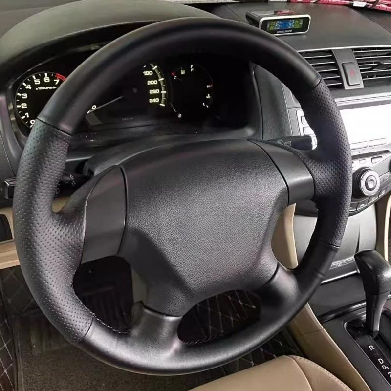 

Car Steering Wheel Cover Comfy Breathable Leather For Honda Accord 7 Odyssey Steering Wheel Braid Car Accessory Beige Thread
