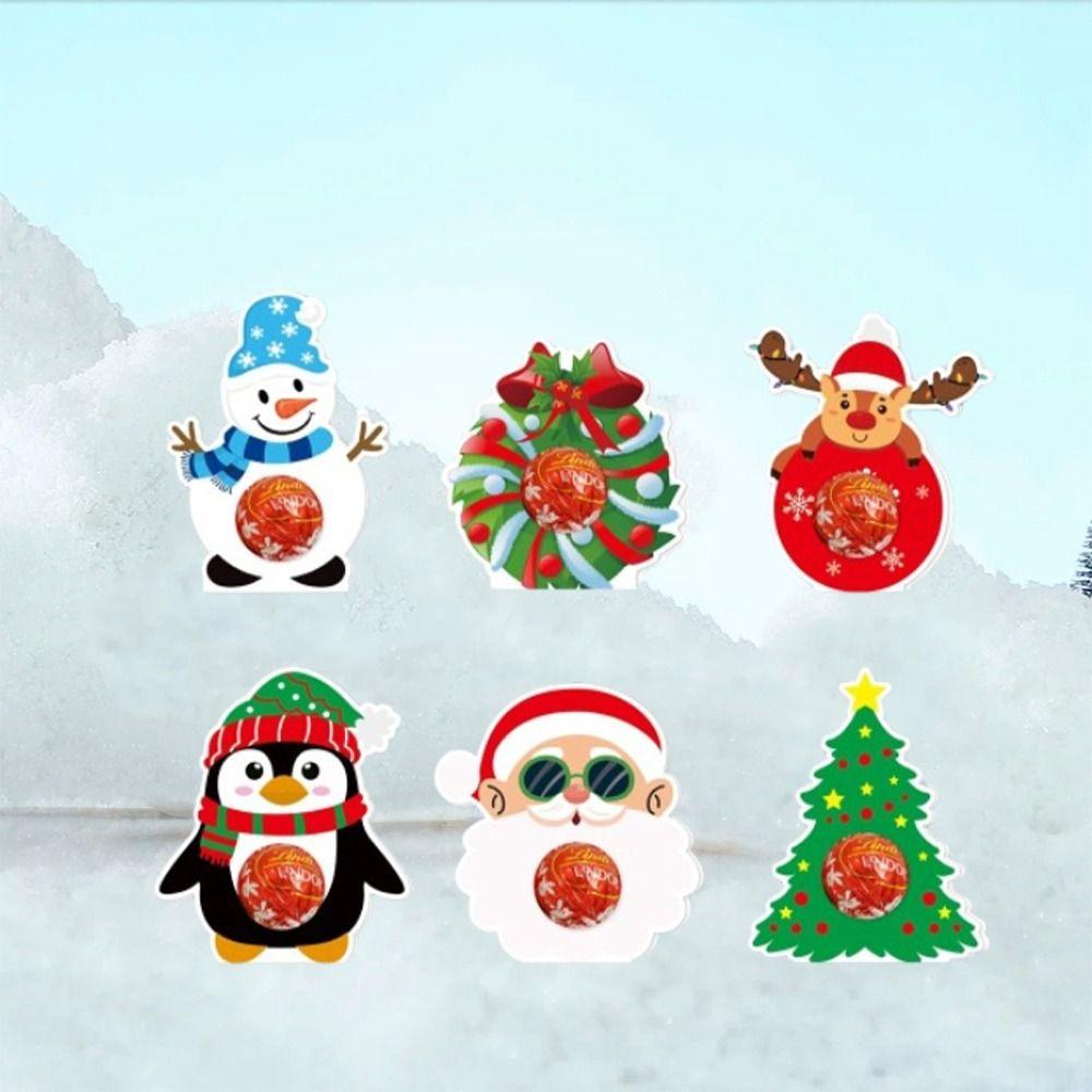 12pcs Santa Claus Snowman Elk Christmas Candy Paper Card Merry Christmas Decorations  Party Favors