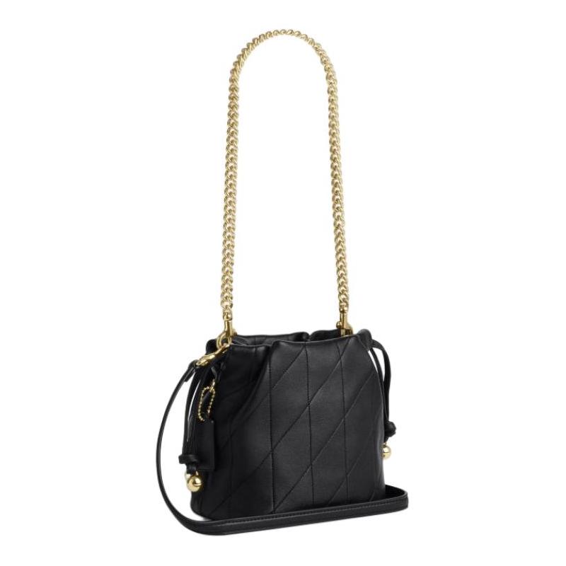 Coach Faye 17 detalles acolchados bolso de hombro de piel de oveja pequeño para mujer negro