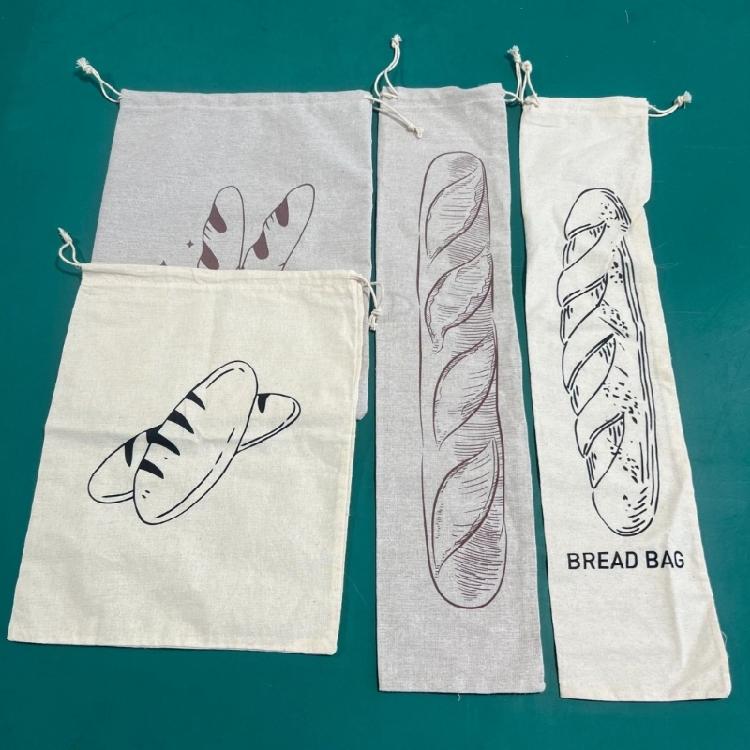Sustainable Packaging Pouch Functional Linen Drawstring Bag for Bread and Fruits