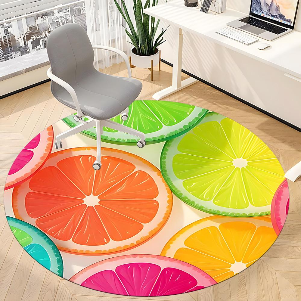 1pc Citrus Slices Office Round Rug, Non-slip, Soft and Durable Office Rug for Interior Decoration, Perfect for Office, Beautiful Decoration Yy26031203