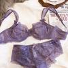 New sexy lace underwear women's big breasts show small and thin upper support anti-sagging breathable bra cover set