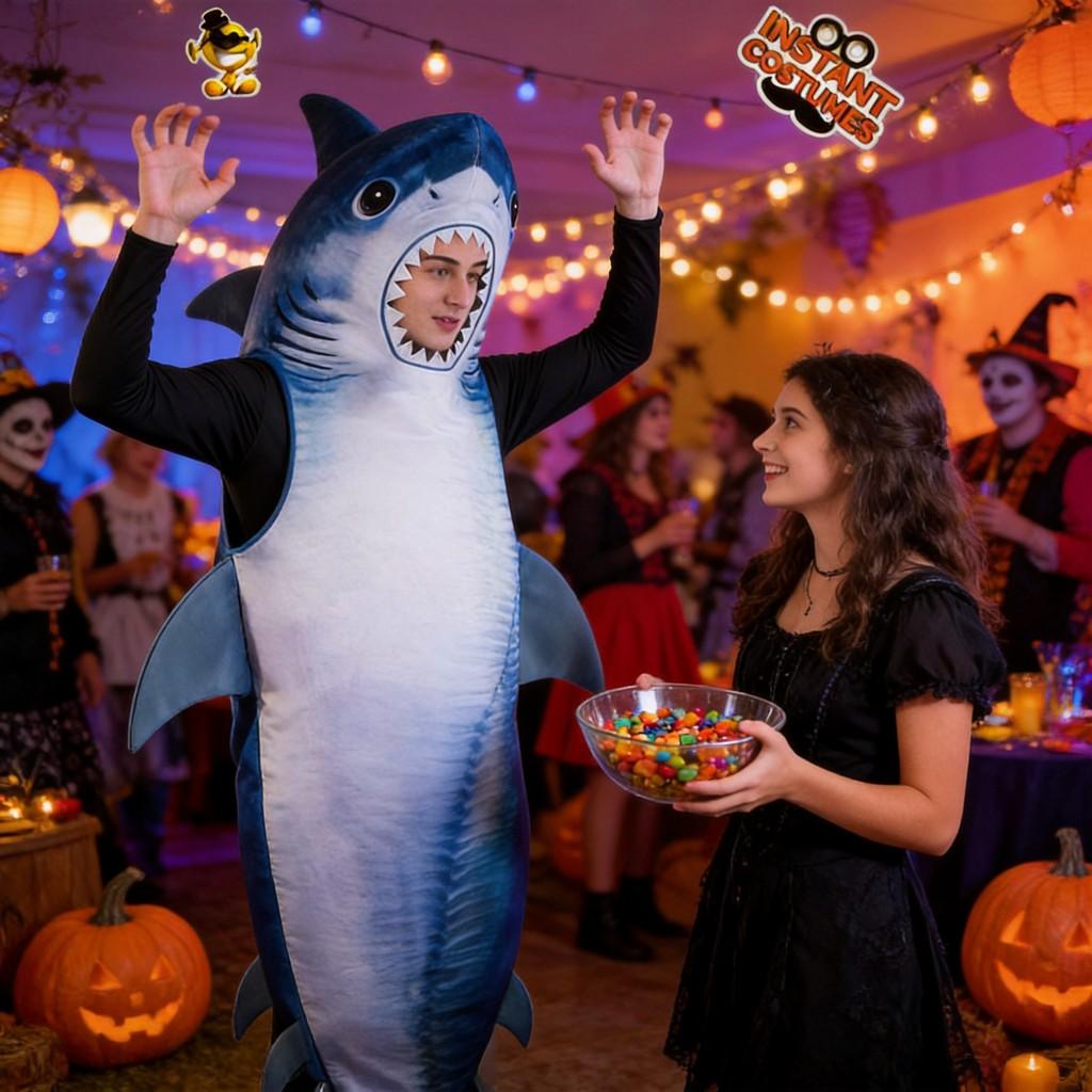 Halloween Adult Shark Costume Cosplay Fancy Dress For Stage Performance