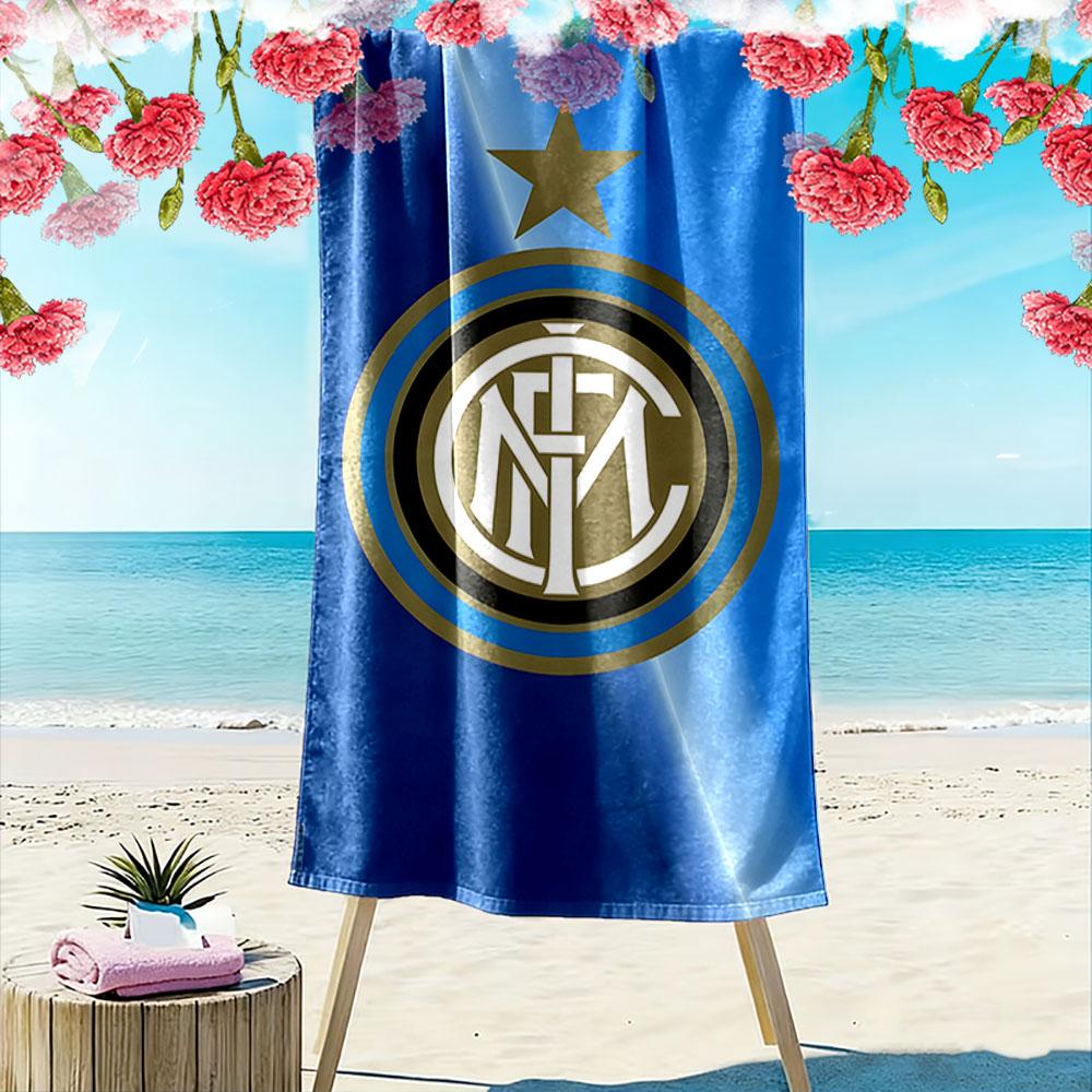 "Blue Inter Milan Logo Design Towel" Patterned beach towel quick dry perfect for travel outdoor sports jogging the beach and swimming