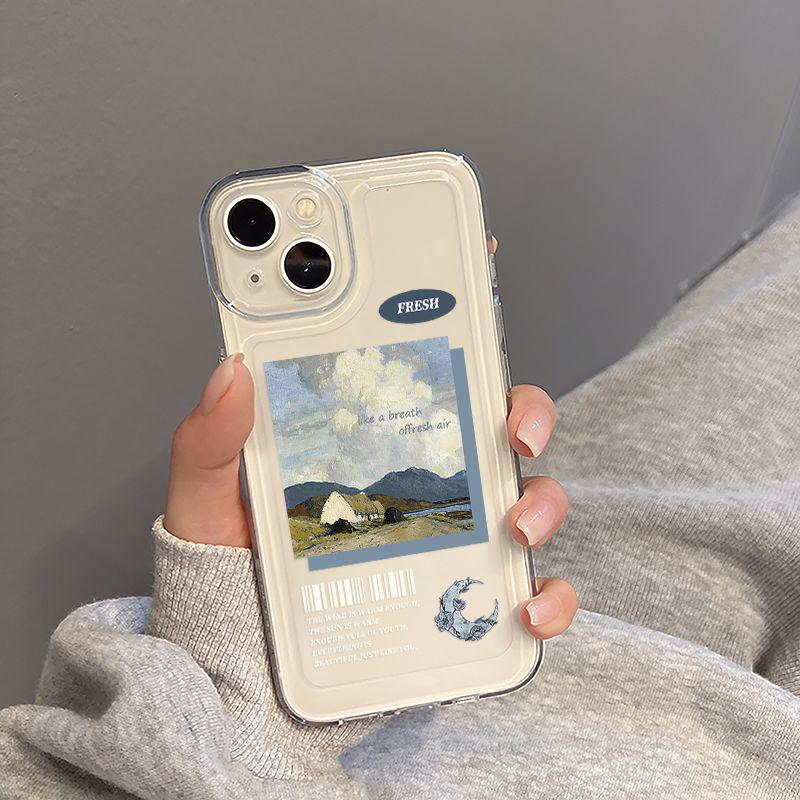 Oil painting landscape iPhone11 mobile phone case Apple 11Promax/11Pro/11 transparent XR/XS soft 1P Europe and America
