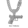 2PAC Tupac Rap Star Collana Lunga a Maglia Cubana Hip-Hop con Ciondolo Pistola 3D a Doppio Strato Lega Streetwear Regalo Bambini Uomini