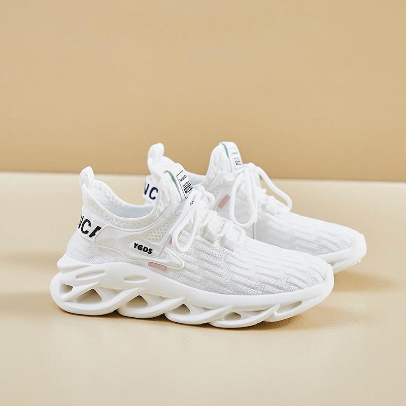 Women's Casual Platform Sneakers Breathable Knitted Mesh Walking Shoes for Women Anti-Slip Comfortable Workout Running Shoes Lace-Up Tennis Sneakers