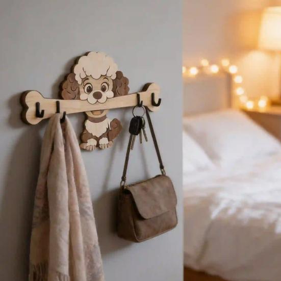 Colgador de llaves, Montado en la pared, Diseño sin perforaciones, con Gancho de almacenamiento con forma de perro de dibujos animados, Portallaves resistente, a prueba de humedad, que ahorra espacio, para el hogar, la cocina