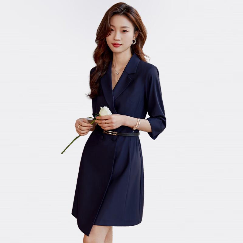 Women's Elegant Seven-Sleeve Blazer Dress