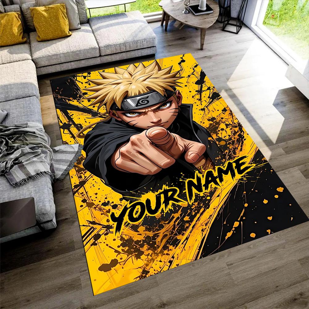 Naruto Character Personalized Name Floor Mat Design for Dining Room Balcony Foyer Kitchen Anti-slip Rug Anime Office Decor Perfect Gift for Women/Men
