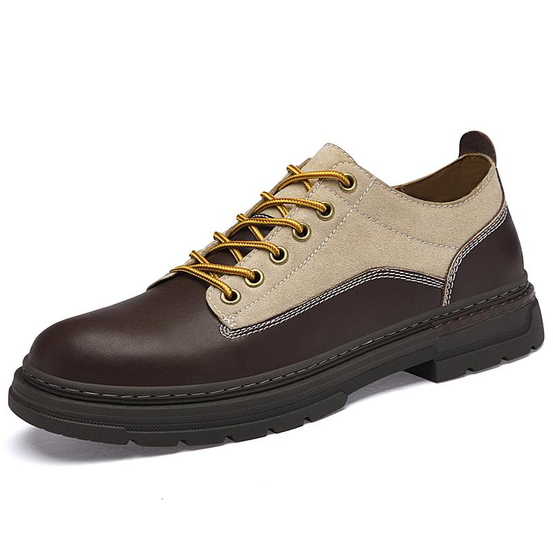 British Style Men's Work Shoes Thick Soled Casual Shoes Men's Leather Trendy Shoes Retro Style Luxury Shoes