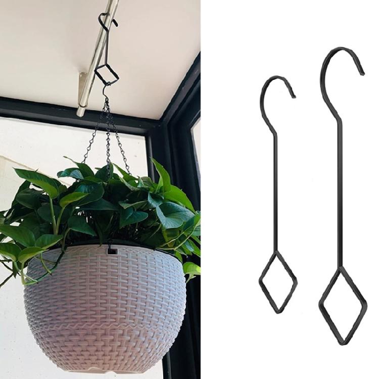 Heavy Iron Hanging Hook 55lb Load Capacity Metal Extension Hook 4pcs for Planter Garments Home Decoration