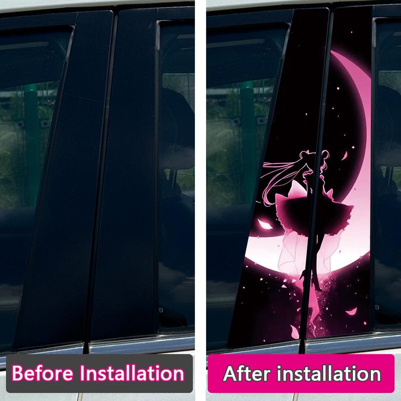 1/2pcs Anime Lovely Girl Car Stickers DIY Car B-pillar Cover Scratches Waterproof Durable Decoration Auto PET Decals