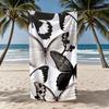 Towel Textile Bathrobe Beach Quick-Drying White Swallowtail Black Lightweight Portable Camping Sequined Butterfly Pool Travel