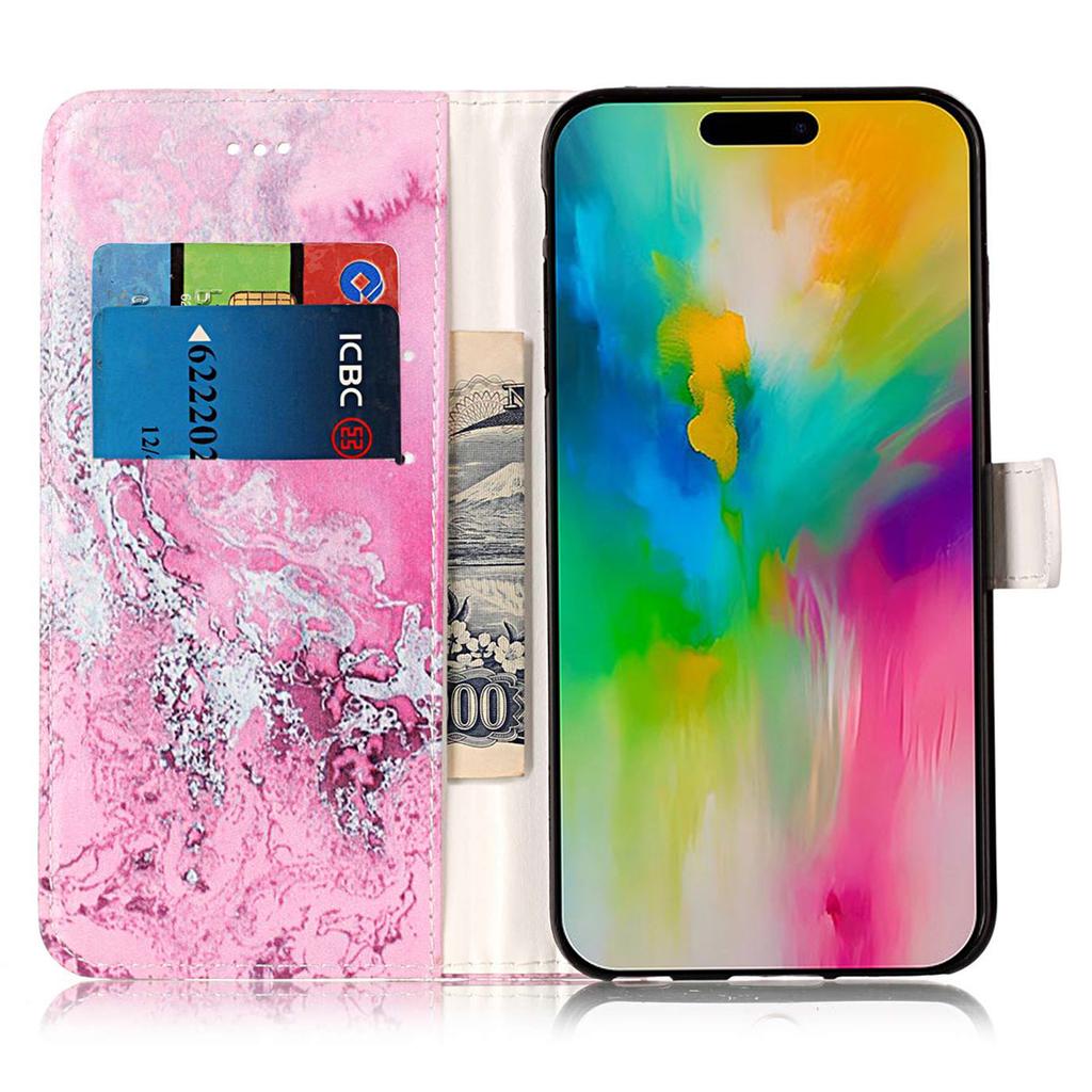 For iPhone 16 Case Pattern Stand Leather Phone Cover Card Slots Design