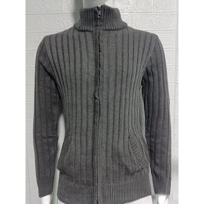 Men's Solid Mock Neck Sweater, Slim Fit Long Sleeve Zip Knit Cardigan, New Autumn Winter European Style Men Casual Knit Outerwear
