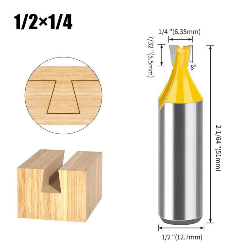 1Pc 6.35mm 12.7mm Shank Dovetail Joint Router Bits Set Dovetail Joint Router Bits Set 14 Degree Milling Cutter For Wood