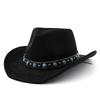 Bohemian Tibetan Top Hat Western Cowboy Hat Bull Head Accessories Felt Hat Ethnic Style Men's and Women's Hats