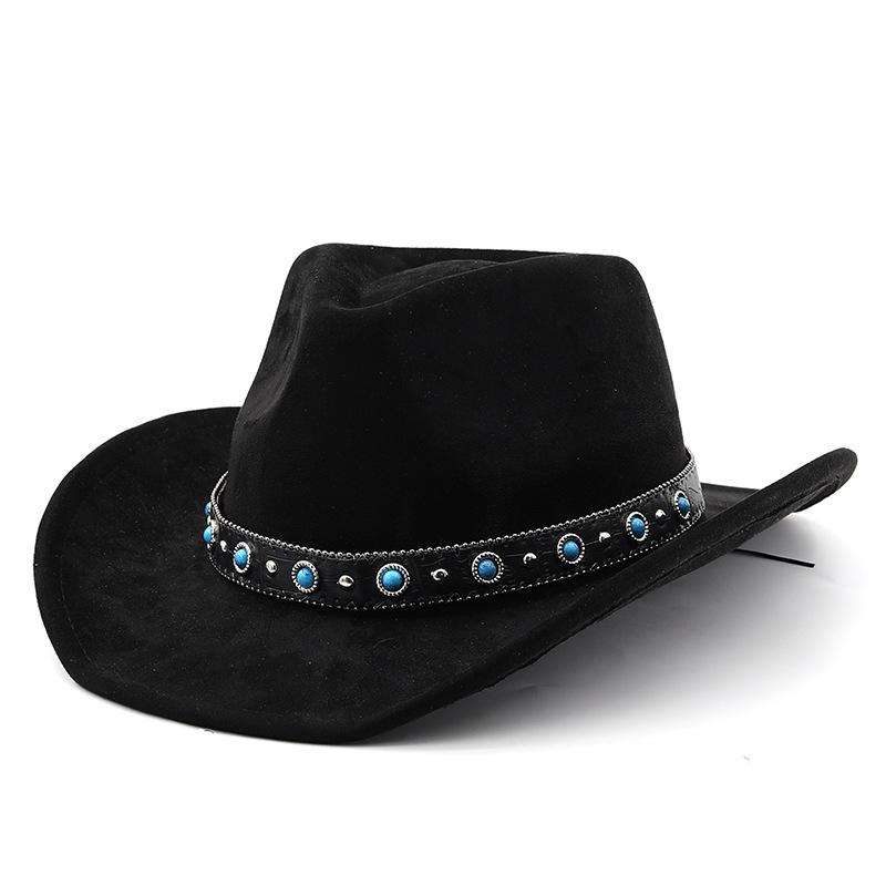 Bohemian Tibetan Top Hat Western Cowboy Hat Bull Head Accessories Felt Hat Ethnic Style Men's and Women's Hats