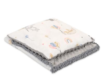 Set: Double-sided Cotton Blanket with Minky and Pillow - Balloons 2