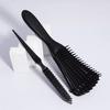 2pcs/set Scalp Massage Wet Hair Brush and Plastic Rat Tail Three Row Hair Tearing Hair Styling Hair Brush Set