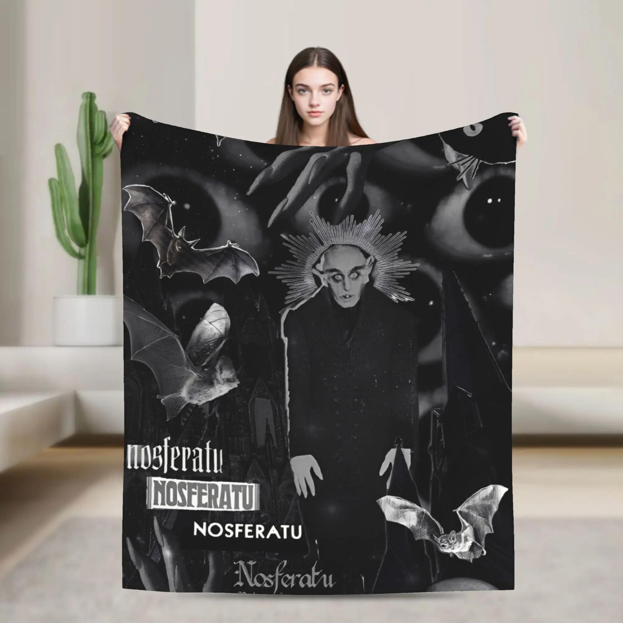 Nosferatu Vampire Dracula Plush Blanket Horror Movie Halloween Funny Throw Blanket for Home xcm Soft 100x150cm
