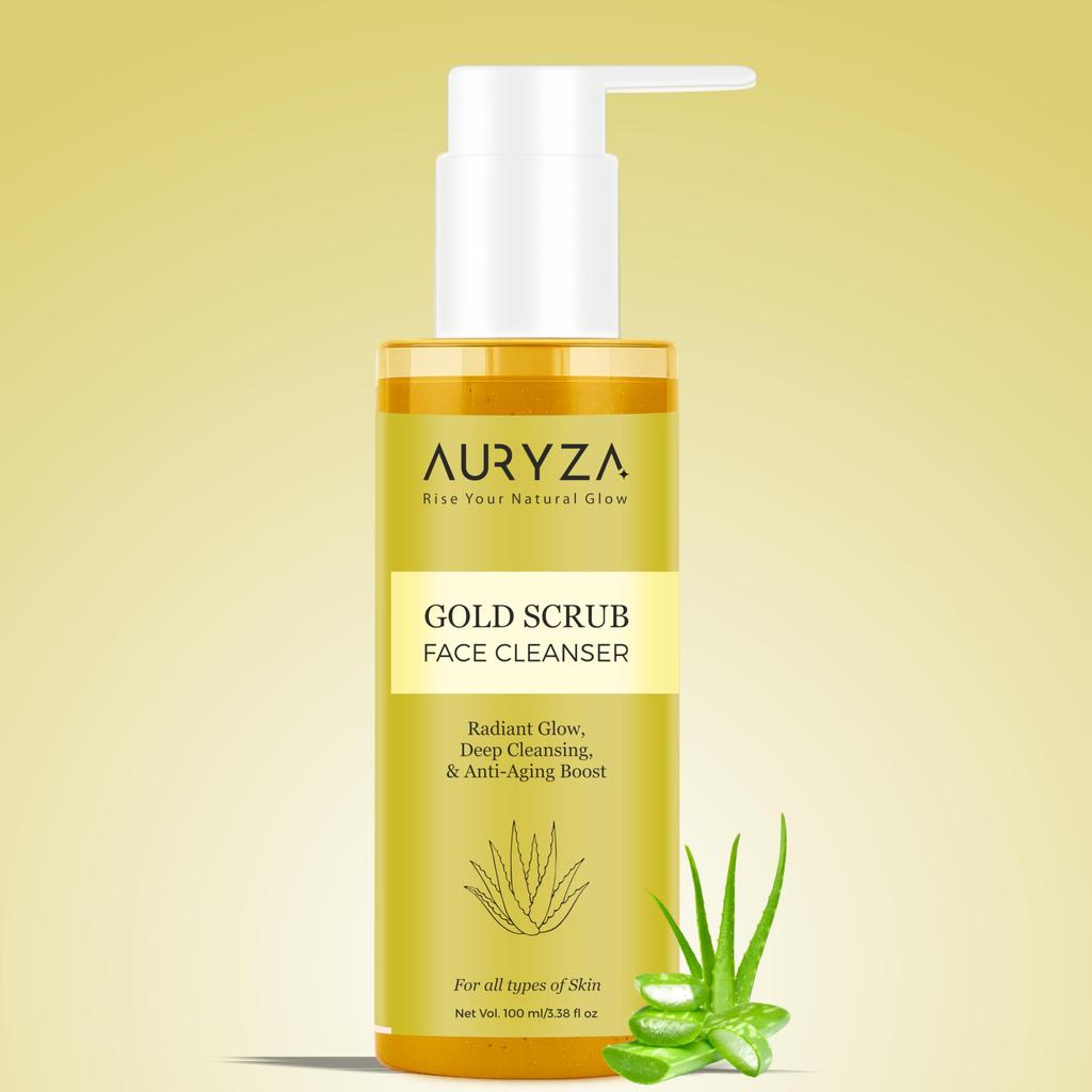 AURYZA Nettoyant Visage Gommage Doré au Curcuma & Aloe Vera - Nettoyage Profond & Booster d'Éclat - Atténue les Taches Brunes & le Bronzage - Illumine la Peau - Sans Paraben -