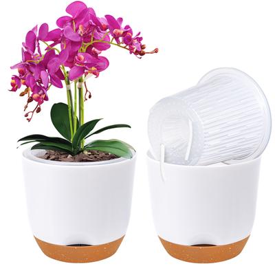 2PCS Orchid Pots with Holes for Repotting Flower Pot Plastic Orchid Pot Inner Orchid Planter Self Watering Plant Pot with Inje