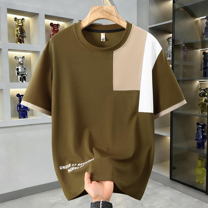 Completo da Uomo Taglie Forti 2 Pezzi, T-shirt a Blocchi di Colore Traspirante e Set di Pantaloncini (6XL-12XL)
