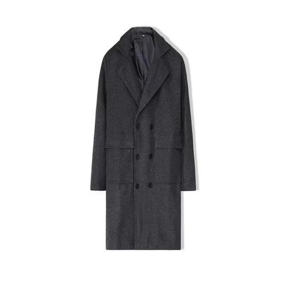 Men's Double-breasted Solid Color Casual Long Wool Coat Men's Jacket
