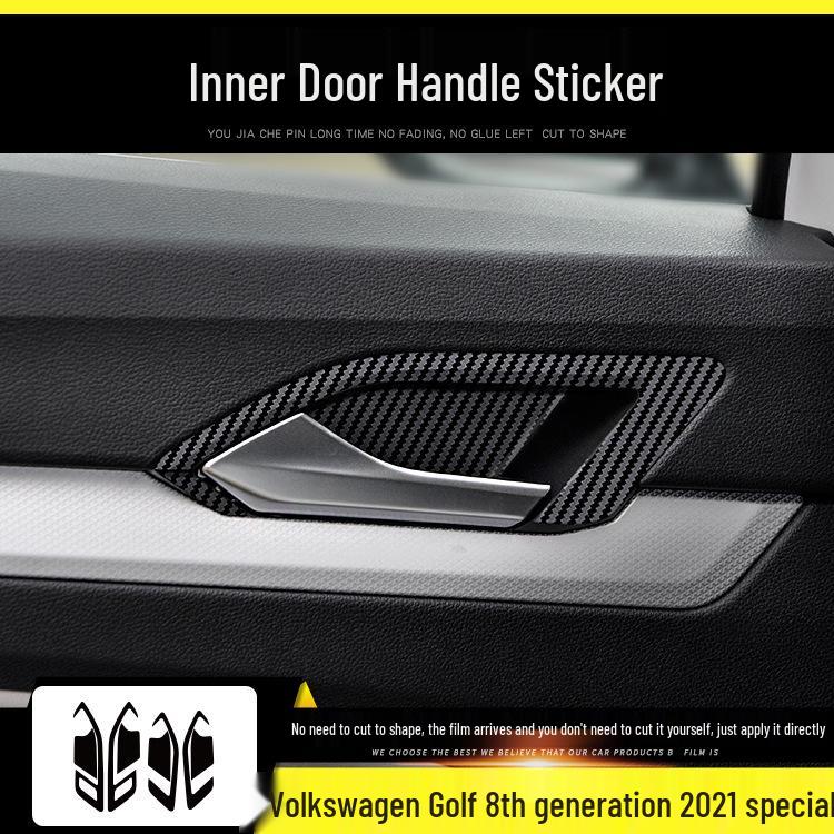Compatible with 2021 VW Golf 8th Gen Interior Mod: Carbon Fiber Center Console & Door Protection Stickers