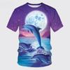Men Fashion Animal Dolphin 3D Printed T-shirts Summer Funny Short Sleeve Hip Hop Tops