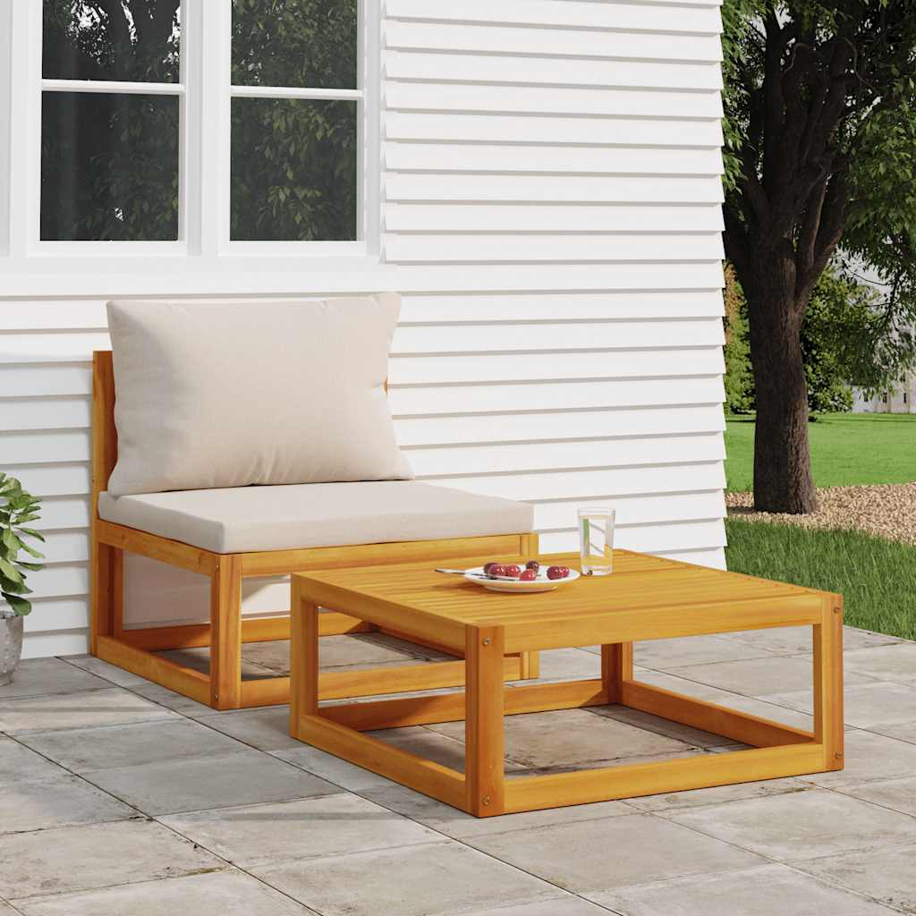 2 Piece Garden Sofa Set with Cushions Solid Acacia Wood