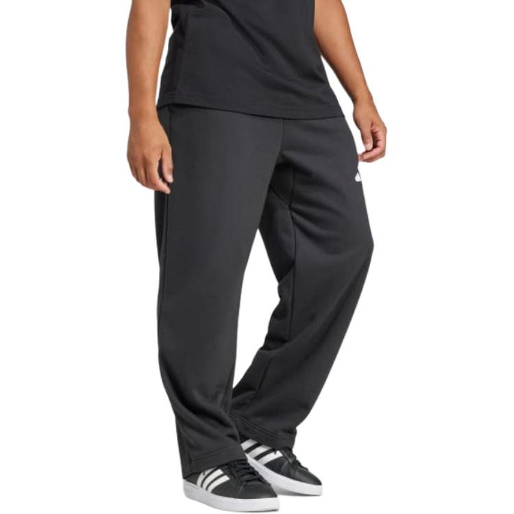 Adidas Logo Print Elastic Waist Loose Straight Leg Casual Pants Men Bottoms Black JF3604