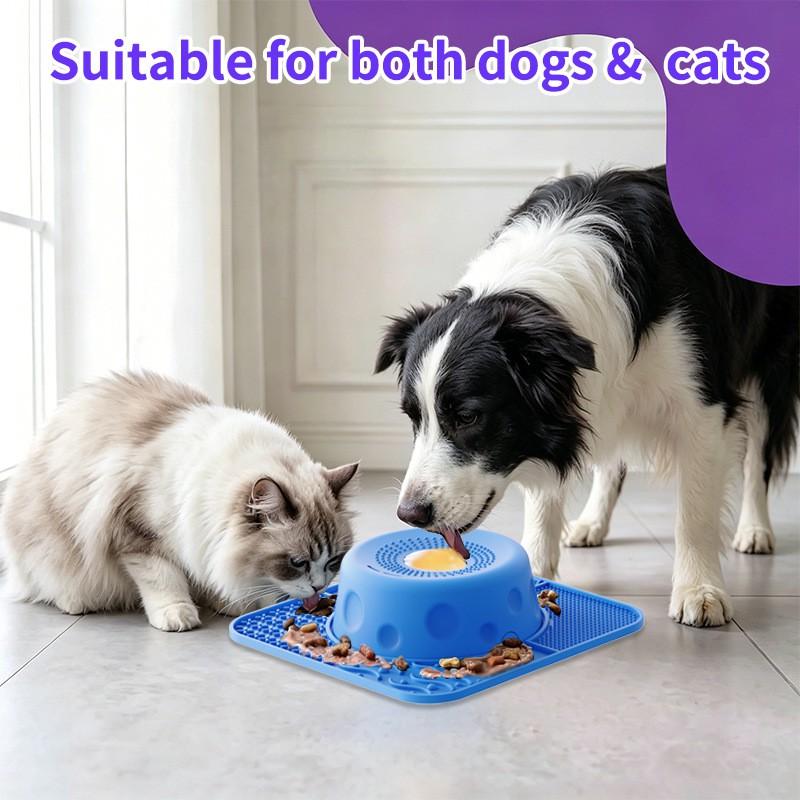 Large Capacity Silicone Slow Feeder Bowl With Suction Base Dogs Cats Non-Slip Anti-Splash Lick Mat
