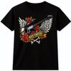 Electric Guitar T Shirt Rock Skull Wings Vintage Rock Music Graphic Tee